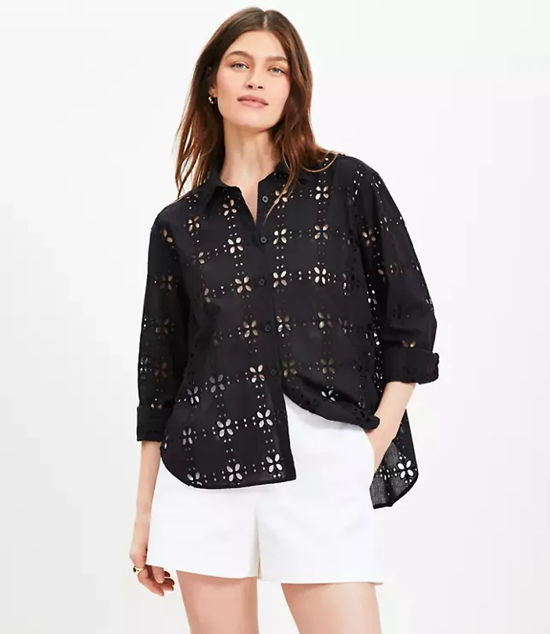 Square Eyelet Everyday Relaxed Shirt