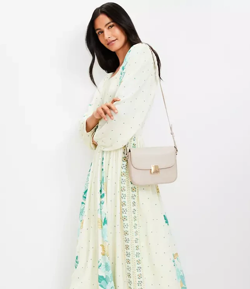 Border Floral Smocked Waist Midi Dress