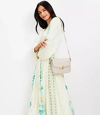 Border Floral Smocked Waist Midi Dress