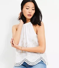 Floral Eyelet Halter Top