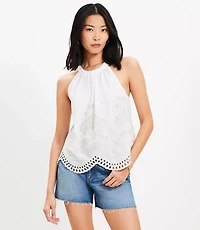 Floral Eyelet Halter Top