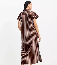 Striped Poplin Maxi Pocket Shirtdress