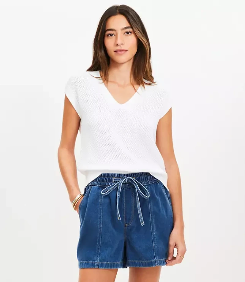 Stitchy V-Neck Wedge Sweater