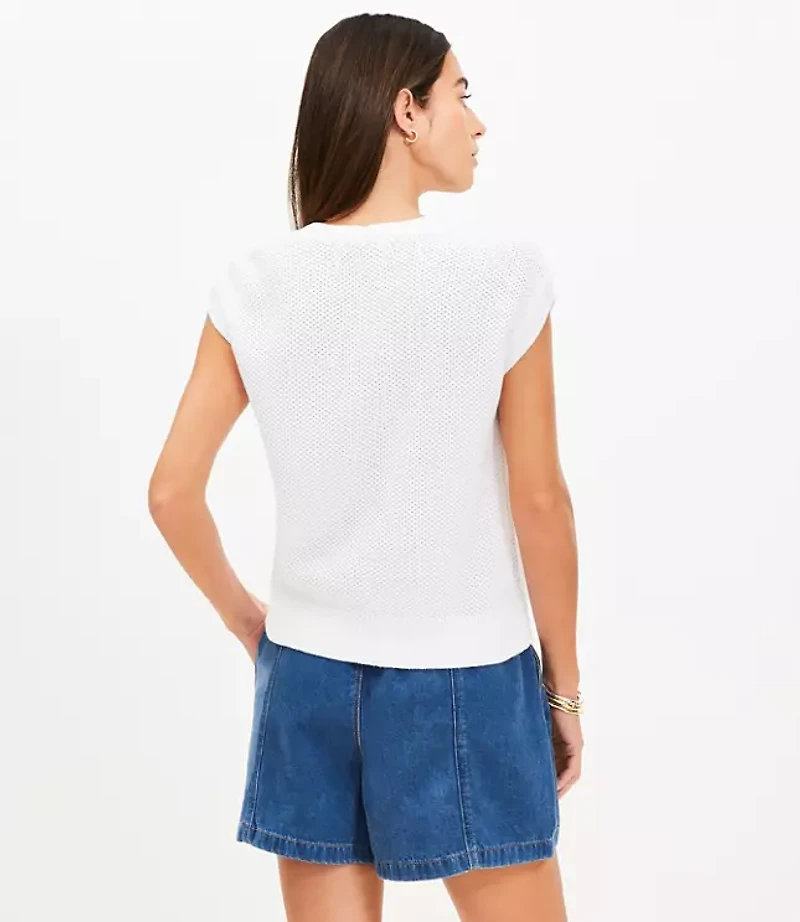 Stitchy V-Neck Wedge Sweater