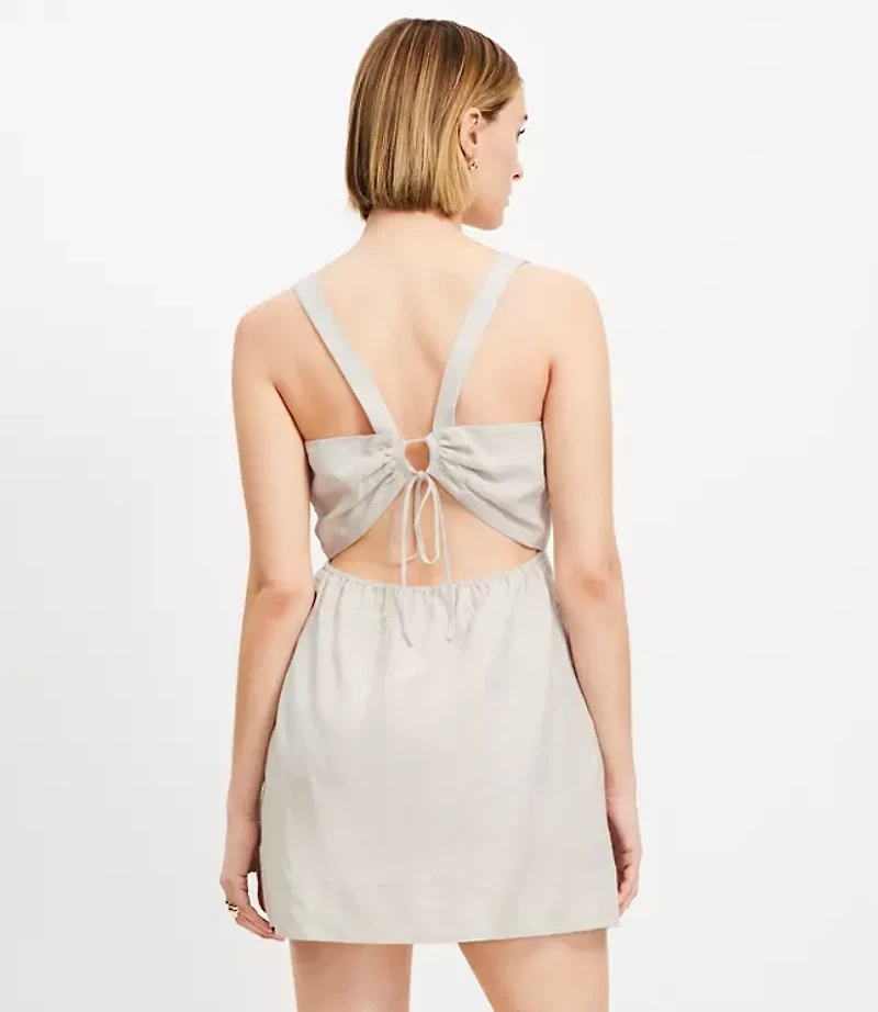 Linen Cutout Back Mini Pocket Dress