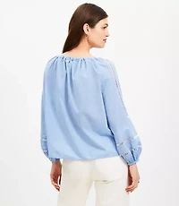 Cutout Tie Neck Blouse