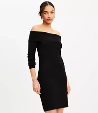 Ribbed Off The Shoulder Mini Sweater Dress