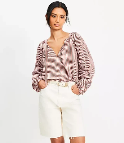 Denim Bermuda Shorts Ivory
