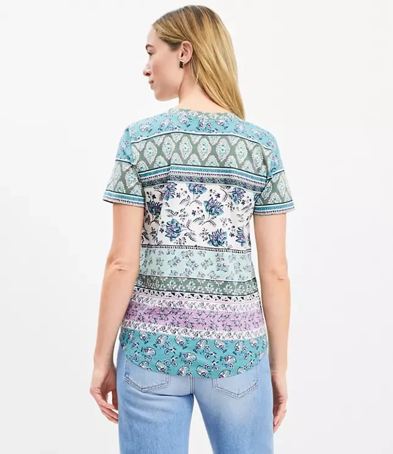Floral Stripe Everyday V-Neck Tee