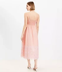 Daisy Eyelet Sweetheart Strappy Midi Dress