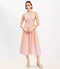 Daisy Eyelet Sweetheart Strappy Midi Dress