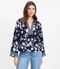 Floral Easy Split Neck Top