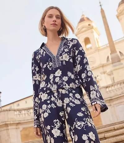 Floral Easy Split Neck Top