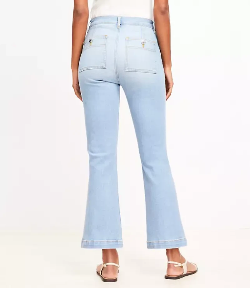 Curvy Patch Pocket Kick Crop Jeans Bright Vintage Wash