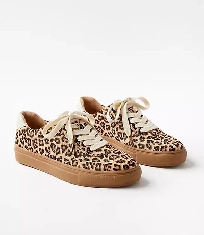 Cheetah Print Haircalf Varsity Sneakers