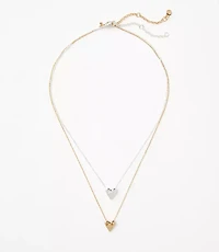 Mixed Metal Heart Layered Necklace Set