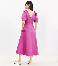Petite Button Sleeve Midi Pocket Dress