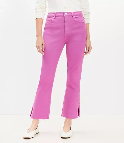Petite Curvy Vent Hem High Rise Kick Crop Jeans in Sugar Plum