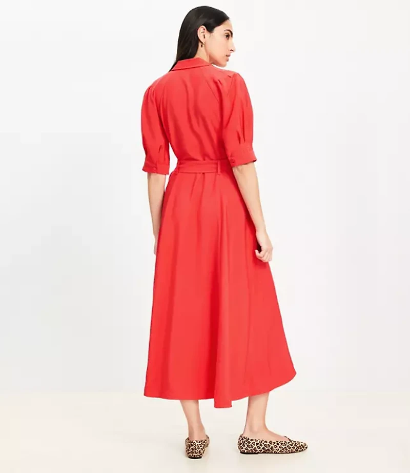 Petite Belted Midi Pocket Dress