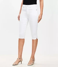 High Rise Denim Capri Pants in White