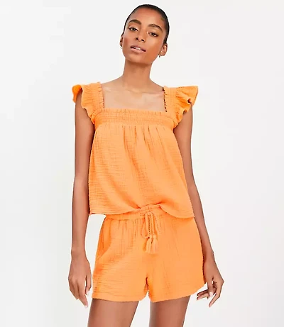 LOFT Beach Triple Cloth Drawstring Shorts