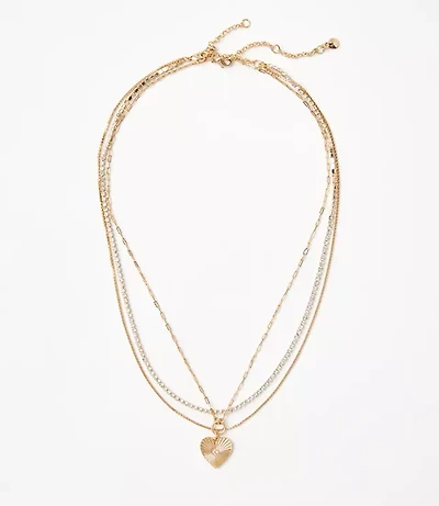 Heart Pendant Layered Tennis Necklace Set