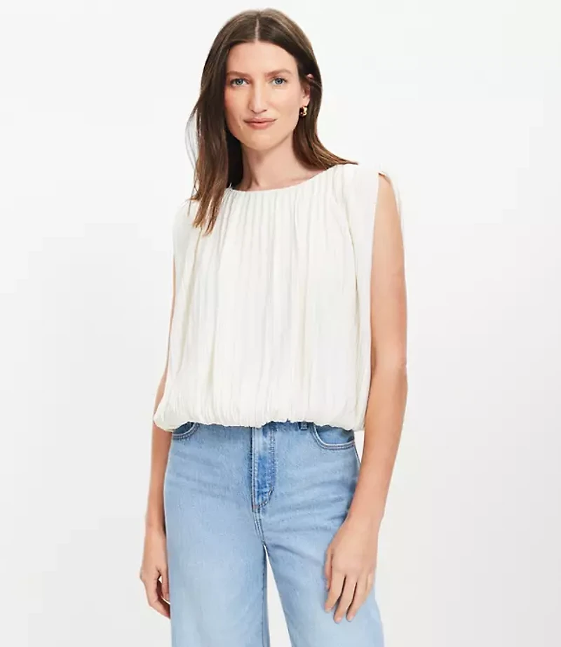 Side Tie Pleated Bubble Top