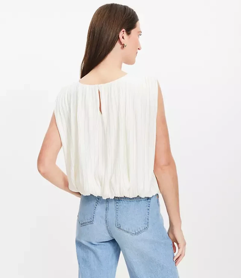 Side Tie Pleated Bubble Top