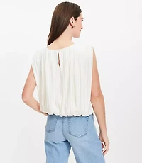 Side Tie Pleated Bubble Top