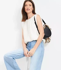 Side Tie Pleated Bubble Top