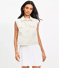 Denim Trucker Vest in Ivory