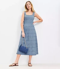 Petite Chambray Seamed Midi Dress