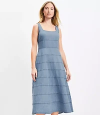 Petite Chambray Seamed Midi Dress