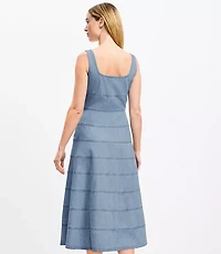 Petite Chambray Seamed Midi Dress