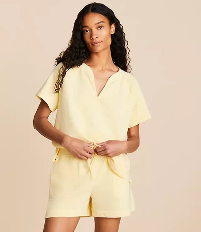 Lou & Grey Washed Cozy Cotton Split Neck Tee