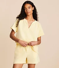 Lou & Grey Washed Cozy Cotton Split Neck Tee