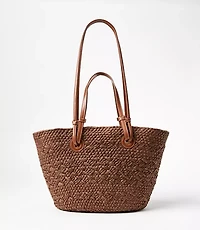 LOFT Beach Double Strap Straw Tote Bag