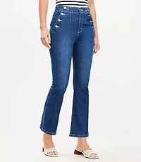 High Rise Sailor Kick Crop Jeans Classic Mid Wash
