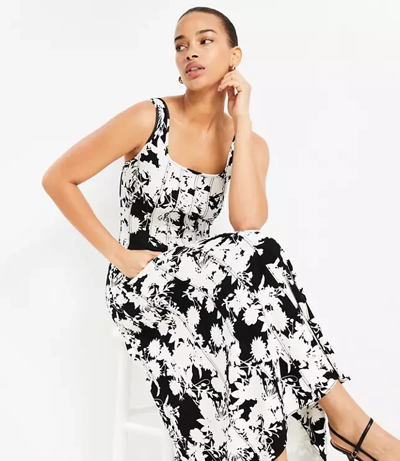 Petite Garden Seamed Ponte Midi Dress