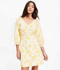Floral Poplin Shirred Mini Dress