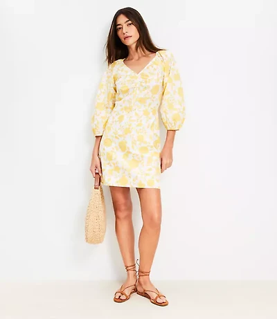 Floral Poplin Shirred Mini Dress