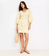 Floral Poplin Shirred Mini Dress