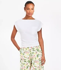 Ruched Boatneck Pocket Tee