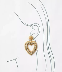 Metallic Heart Drop Statement Earrings