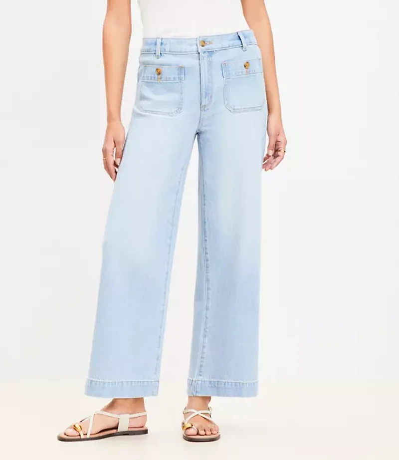 Petite Palmer Wide Leg Crop Jeans Light Vintage Indigo Wash