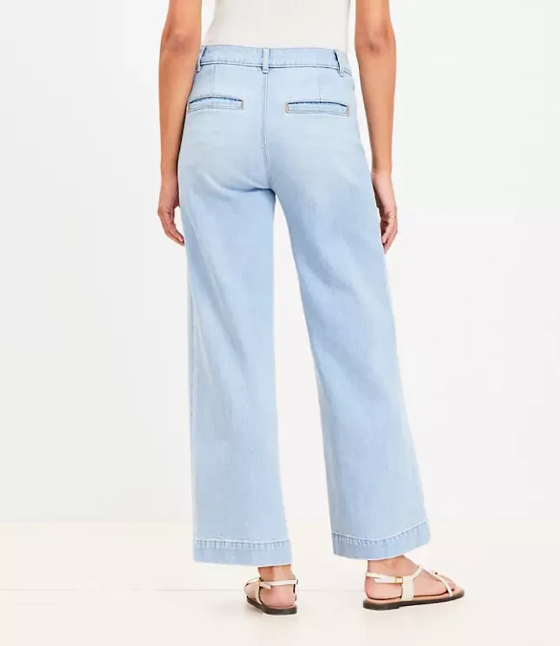 Petite Palmer Wide Leg Crop Jeans Light Vintage Indigo Wash