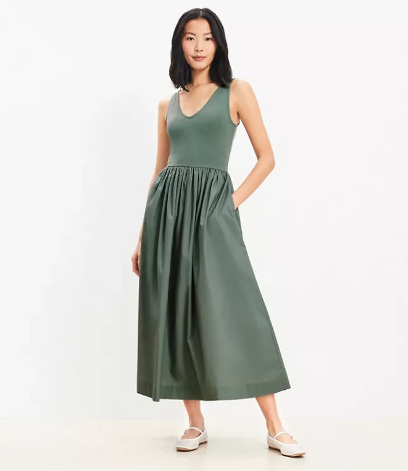 Mixed Media Midi Pocket Dress