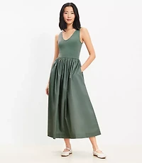 Mixed Media Midi Pocket Dress