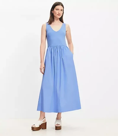 Mixed Media Midi Pocket Dress