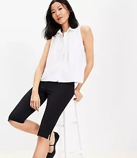 Petite Poplin Pleated Sleeveless Shirt